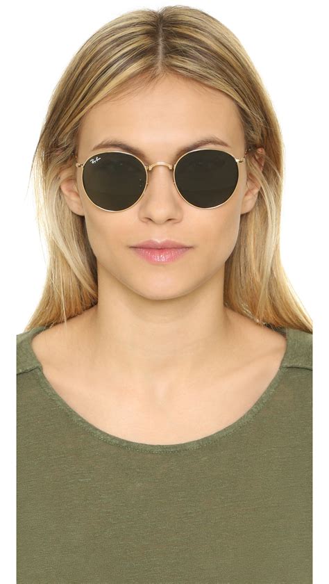 round green circle weaing sunglasses|round sunglasses for women.